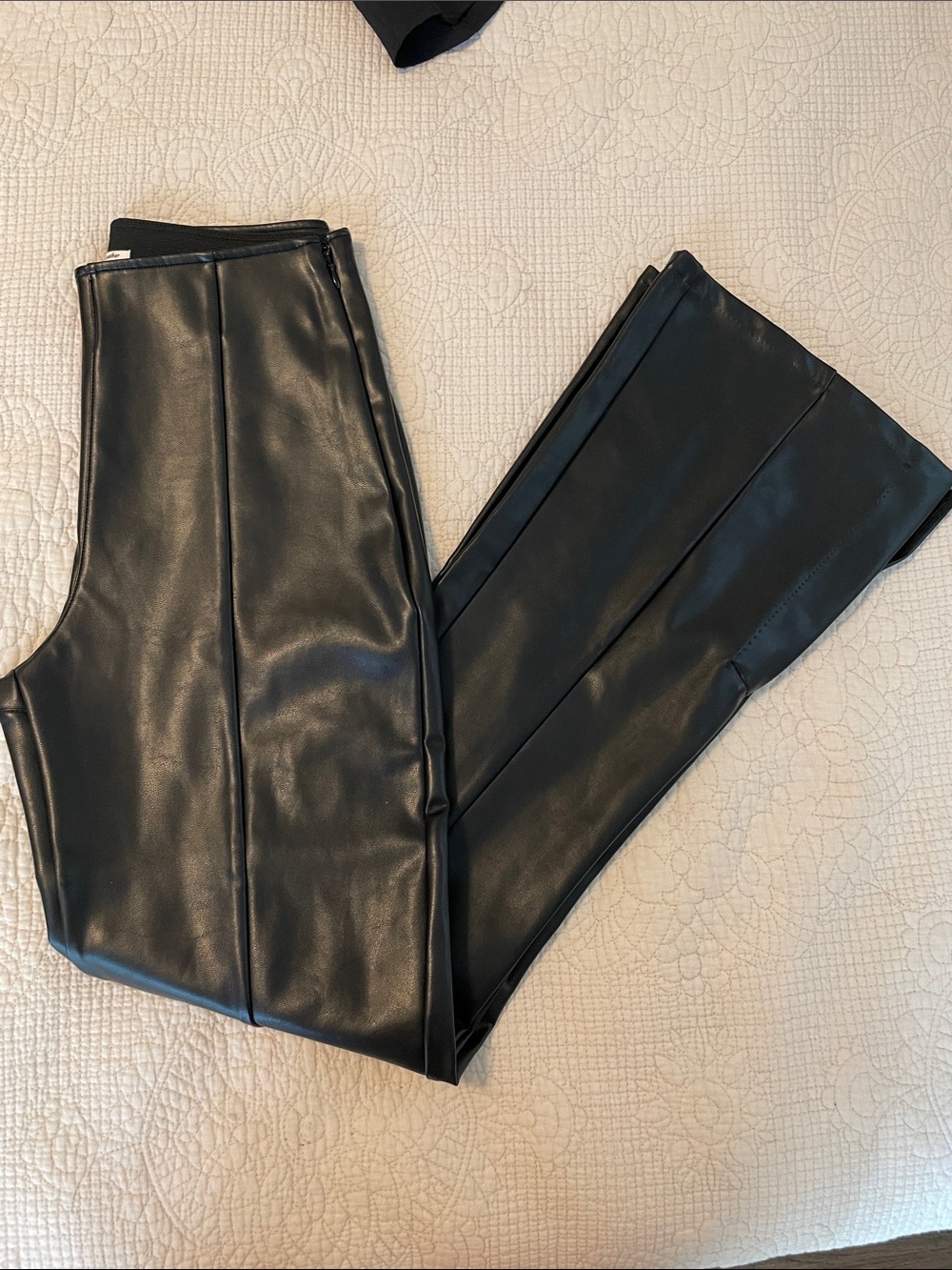 Abercrombie & Fitch Black Faux Leather Boot Cut Pants